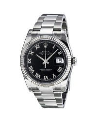 Rolex DateJust 36  Automatic Women's Watch, Steel & 18K White Gold, Black Dial, 116234-BLK-RN