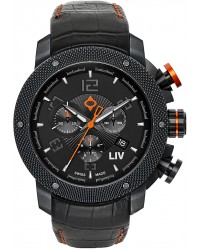 LIV Genesis X1  Chronograph Quartz Men's Watch, PVD Black Steel, Black Dial, 1210.45.11.A100