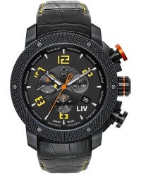 LIV Genesis X1  Chronograph Quartz Men's Watch, Stainless Steel, Black Dial, 1210.45.13.A300