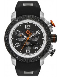 LIV Genesis X1  Chronograph Quartz Men's Watch, Stainless Steel, Black Dial, 1220.45.12.SRB300