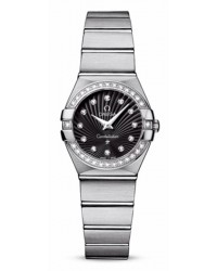 Omega Constellation  Quartz Small Women's Watch, Stainless Steel, Black & Diamonds Dial, 123.15.24.60.51.001