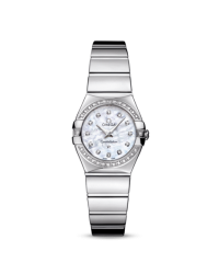 Omega Constellation  Quartz Small Women's Watch, Stainless Steel, Mother Of Pearl & Diamonds Dial, 123.15.24.60.55.003