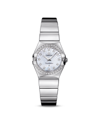 Omega Constellation  Quartz Small Women's Watch, Stainless Steel, Mother Of Pearl & Diamonds Dial, 123.15.24.60.55.004