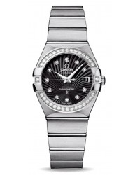 Omega Constellation  Automatic Women's Watch, Stainless Steel, Black & Diamonds Dial, 123.15.27.20.51.001