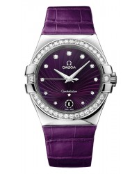 Omega Constellation  Quartz Women's Watch, Stainless Steel, Purple & Diamonds Dial, 123.18.35.60.60.001