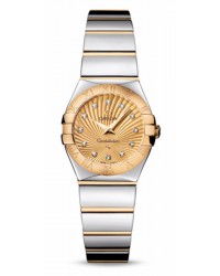 Omega Constellation  Quartz Small Women's Watch, 18K Yellow Gold, Champagne & Diamonds Dial, 123.20.24.60.58.002