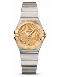 Omega Constellation  Quartz Women's Watch, 18K Yellow Gold, Champagne & Diamonds Dial, 123.20.27.60.58.001