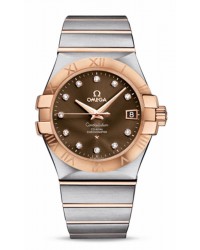Omega Constellation  Automatic Men's Watch, 18K Rose Gold, Brown & Diamonds Dial, 123.20.35.20.63.001