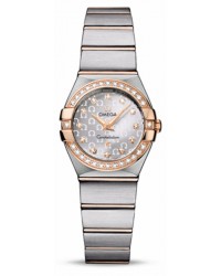 Omega Constellation  Quartz Small Women's Watch, 18K Rose Gold, Silver & Diamonds Dial, 123.25.24.60.52.001