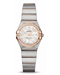 Omega Constellation  Quartz Small Women's Watch, 18K Rose Gold, Mother Of Pearl & Diamonds Dial, 123.25.24.60.55.009