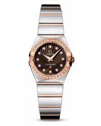 Omega Constellation  Quartz Small Women's Watch, 18K Rose Gold, Brown & Diamonds Dial, 123.25.24.60.63.002