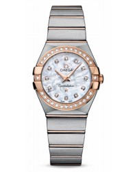 Omega Constellation  Quartz Women's Watch, 18K Rose Gold, Mother Of Pearl & Diamonds Dial, 123.25.27.60.55.001