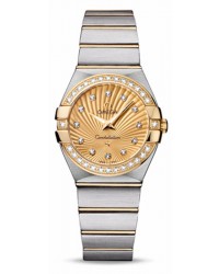 Omega Constellation  Quartz Women's Watch, 18K Yellow Gold, Champagne & Diamonds Dial, 123.25.27.60.58.001