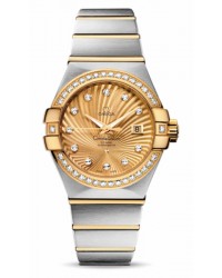 Omega Constellation  Automatic Women's Watch, 18K Yellow Gold, Champagne & Diamonds Dial, 123.25.31.20.58.001