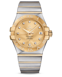Omega Constellation  Automatic Men's Watch, 18K Yellow Gold, Champagne & Diamonds Dial, 123.25.35.20.58.002