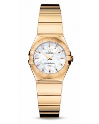 Omega Constellation  Quartz Small Women's Watch, 18K Yellow Gold, Mother Of Pearl Dial, 123.50.24.60.05.004