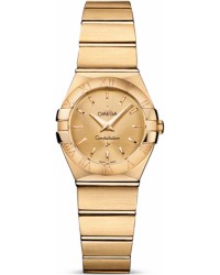 Omega Constellation  Quartz Small Women's Watch, 18K Yellow Gold, Champagne Dial, 123.50.24.60.08.001