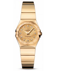 Omega Constellation  Quartz Small Women's Watch, 18K Yellow Gold, Champagne & Diamonds Dial, 123.50.24.60.58.002