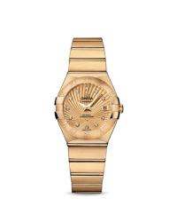 Omega Constellation  Automatic Women's Watch, 18K Yellow Gold, Champagne & Diamonds Dial, 123.50.27.20.58.001