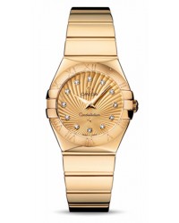 Omega Constellation  Quartz Women's Watch, 18K Yellow Gold, Champagne & Diamonds Dial, 123.50.27.60.58.002