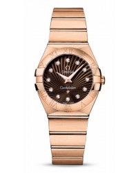 Omega Constellation  Quartz Women's Watch, 18K Rose Gold, Brown & Diamonds Dial, 123.50.27.60.63.001