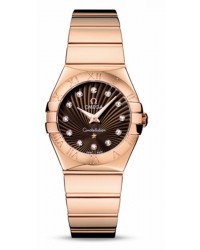 Omega Constellation  Quartz Women's Watch, 18K Rose Gold, Brown & Diamonds Dial, 123.50.27.60.63.002
