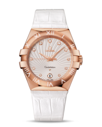 Omega Constellation  Quartz Women's Watch, 18K Rose Gold, White & Diamonds Dial, 123.53.35.60.52.001