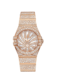 Omega Constellation  Quartz Small Women's Watch, 18K Rose Gold, Diamond Pave Dial, 123.55.24.60.55.009
