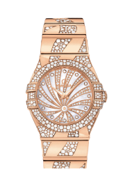 Omega Constellation  Quartz Small Women's Watch, 18K Rose Gold, Diamond Pave Dial, 123.55.24.60.55.011