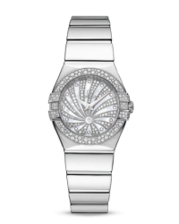 Omega Constellation  Quartz Small Women's Watch, 18K White Gold, Diamond Pave Dial, 123.55.24.60.55.014