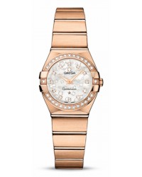 Omega Constellation  Quartz Small Women's Watch, 18K Rose Gold, Mother Of Pearl & Diamonds Dial, 123.55.24.60.55.015