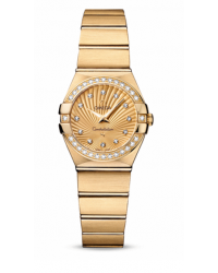 Omega Constellation  Quartz Women's Watch, 18K Yellow Gold, Champagne & Diamonds Dial, 123.55.24.60.58.001