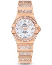 Omega Constellation  Automatic Women's Watch, 18K Rose Gold, Diamond Pave Dial, 123.55.27.20.55.004