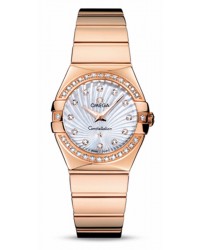 Omega Constellation  Quartz Women's Watch, 18K Rose Gold, Mother Of Pearl & Diamonds Dial, 123.55.27.60.55.005