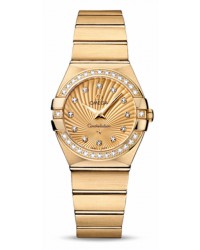 Omega Constellation  Quartz Women's Watch, 18K Yellow Gold, Champagne & Diamonds Dial, 123.55.27.60.58.001