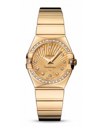 Omega Constellation  Quartz Women's Watch, 18K Yellow Gold, Champagne & Diamonds Dial, 123.55.27.60.58.002