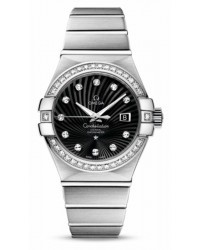 Omega Constellation  Automatic Women's Watch, 18K White Gold, Black & Diamonds Dial, 123.55.31.20.51.001