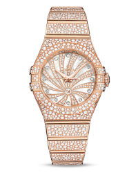 Omega Constellation  Automatic Women's Watch, 18K Rose Gold, Diamond Pave Dial, 123.55.31.20.55.006