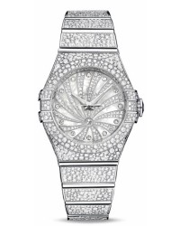 Omega Constellation  Automatic Women's Watch, 18K White Gold, Diamond Pave Dial, 123.55.31.20.55.007