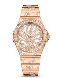 Omega Constellation  Automatic Women's Watch, 18K Rose Gold, Diamond Pave Dial, 123.55.31.20.55.008
