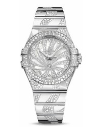 Omega Constellation  Automatic Women's Watch, 18K White Gold, Diamond Pave Dial, 123.55.31.20.55.009