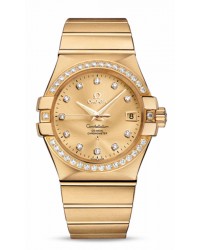 Omega Constellation  Automatic Men's Watch, 18K Yellow Gold, Champagne & Diamonds Dial, 123.55.35.20.58.001