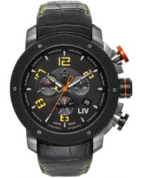 LIV Genesis X1  Chronograph Quartz Men's Watch, Stainless Steel Gray IP, Black Dial, 1230.45.13.A300