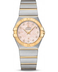 Omega Constellation  Quartz Women's Watch, Steel & 18K Yellow Gold, Pink Dial, 123.20.27.60.57.005