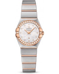 Omega Constellation  Quartz Small Women's Watch, Steel & 18K Rose Gold, Mother Of Pearl & Diamonds Dial, 123.25.24.60.55.012