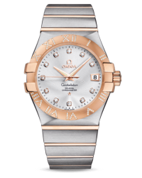 Omega Constellation  Automatic Men's Watch, 18K Rose Gold, Silver & Diamonds Dial, 123.25.35.20.52.003