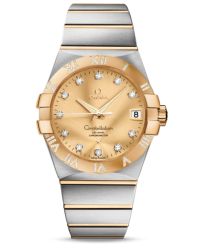 Omega Constellation  Automatic Men's Watch, 18K Yellow Gold, Champagne & Diamonds Dial, 123.25.38.21.58.002