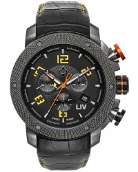 LIV Genesis X1  Chronograph Quartz Men's Watch, Stainless Steel Gray IP, Black Dial, 1240.45.13.A300