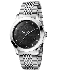 Gucci G-Timeless  Quartz Men's Watch, Stainless Steel, Black Dial, YA126405