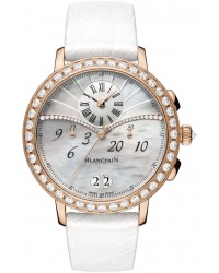 Blancpain Leman  Chronograph Flyback Women's Watch, 18K Rose Gold, Mother Of Pearl & Diamonds Dial, 3626-2954-58A